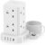 Tower Extension lead Surge Protection Extension Lead with Switch (13A 3250W) 8 AC Outlets & 4 USB Ports Plug Extension Socket Extension Cable 2M Mini Power Strip for Home, Office