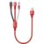 Multi Charger Cable, [35CM] Micro USB Charger, 3 in 1 USB Multi Charger Cable, Short Phone Charging Cable with iP/Type C/Micro USB for iPhone 17/16/15/Android Galaxy/Pixel/LG/Tablets-Red