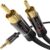 KabelDirekt – 3m – Aux/3.5mm to RCA/phono male adapter cable, 2x RCA/phono plugs (Y splitter audio cable, for connecting smartphones/notebooks and other equipment to Hi-Fi systems/speakers, black)