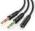 2 in 1 Headphone Mic Splitter,audio splitter,headset splitter,3.5mm Female to 2 Dual 3.5mm Male Cable,Microphone Splitter,Compatible with Gaming Headset, Earphone, Speaker, Desktop, Laptop- 25cm