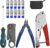 14Pcs Coaxial Cable Compression Crimping Tool Kit – RG59 RG6 Coax Crimper, Cable Stripper, Cutter with 10Pcs Connectors