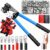 Battery Cable Crimping Tool,AWG 10-1/0 Lug Crimper with 100pcs Heat Shrink Tubing and 60pcs Copper Wire Lugs,0 Gauge Wire Crimper with 8 Sizes Cable Lugs Set for Battery Cable Terminals