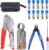 Glarks Coax Cable Crimper Tool Kit, RG6 Coaxial Compression Crimping Tool with Double Blades Cable Stripper and Wire Cutter, with 10pcs F Compression Connector
