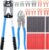 Glarks 42Pcs Battery Cable Lug Crimping Tool Wire Crimper with Cable Cutter and Wire Lugs Ring Terminal Connectors and Heat Shrink Tubing for 10, 8, 6, 4, 2, 1/0 AWG Wire Cable Cutting and Crimping