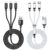 Multi Charging Cable 2 Packs, 3A 3 in 1 Fast Charging Cord,1.25M Nylon Braided Multiple USB Cable with iP Micro USB Type C Port for iPhone,Samsung,PS4, Tablet, Xiaomi and More（Black+Sliver）