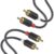 J&D Audiowave Series 2 RCA Male to 2 RCA Male Stereo Audio Cable – Gold Plated, PVC Shelled Housing, Nylon Braid, 9 Feet