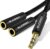 3.5mm Headphone Splitter 3.5mm Male to 2 Dual 3.5mm Female Earphone Jack Adapter Headset Splitter Stereo Audio Y Splitter Compatible with iPhone Samsung PS4 Switch Tablets PC Laptop MP3-1M