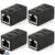 4 Pack RJ45 Ethernet Coupler Female to Female Connector Adapter for Cat7 Cat6 Cat5e Cat5 Network Cable Extender LAN Inline Joiner Durable Black