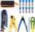 Glarks Adjustable Coaxial Compression Tool – Coax Crimper & Stripper Kit, RG6 RG59 RG11 Cables, 10pcs F Connectors, Leather Bag
