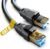 Akake Cat 8 Ethernet Cable, 0.5M 1M 2M 3M 5M 6M 9M 12M 15M 18M 30M Heavy Duty High Speed Internet Network , Professional LAN Cable Shielded in Wall, Indoor&Outdoor (1M), Black