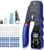 GETLITOOL RJ45 Crimping Tool Kit, 3-in-1 Pass-Through RJ45 Crimper for Cat5e/Cat6/Cat6a/Cat7 with 60x Cat6 Connectors, 60 Boots/Mini Stripper/Cable Straightener, Professional Network Cable Tool Set