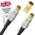 TV Aerial Cable 2m – Male to Male Coaxial Wire with Gold Plated Plugs| Plug-to-Plug Shielded Connectors | Antenna AV Lead for Digital and Analogue Signal Transmission