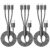 3 in 1 USB Multi Charger Cable[3Pack 1.2M], Multiple USB Cable Nylon Braided with Micro/USB C/Lightning Connector, Multi iPhone Charging Cable for iPhone, Android, Samsung Galaxy, Huawei, Oneplus, LG