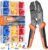 Insulated Wire Terminal Crimping Tool Kit, Preciva Black 0.5-6mm² Ratchet Crimp Plier, Electrician Cable Lug Pliers Set with 400pcs Insulated Butt Bullet Spade Ring Crimper Connectors