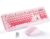 LAMA Wireless Keyboards and Mouse Combo, 2.4G Full Size USB Computer Keyboard and Mouse Set with Number Pad, USB Receiver, Retro Round Keys, US Layout, for Windows PC Laptop, Pink