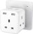 LENCENT Multi Plug Extension with 2 USB, 3 Way 3 Plugs Socket adapter, 5-in-1 Cube Electrical Extender Socket Adaptor, USB Wall Charger, 3 Pin Plug Expander for Home, Office, Kitchen, 13A 3250W