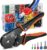Lytool 0.08-16mm² Ferrule Crimping Tool, Square Bootlace Ferrule Crimping Tool Kit Self-Adjustable Ratchet Ferrule Crimper Plier with 1200Pcs Single & Dual Wire Terminal